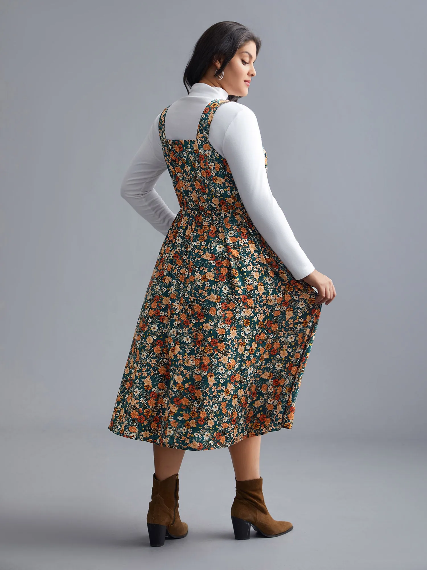 Ditsy Floral Adjustable Straps Elastic Waist Dress sold by Bloomchic product image thumbnail 5