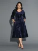 Velvet Button Detail V-Shaped Neck Dress sold by Bloomchic