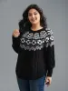 Floral Cable Knit Curved Hem Pullover sold by Bloomchic