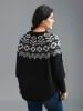 Floral Cable Knit Curved Hem Pullover sold by Bloomchic
