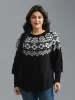 Floral Cable Knit Curved Hem Pullover sold by Bloomchic