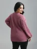 Round Neck Textured Cable Knit Pullover sold by Bloomchic