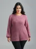 Round Neck Textured Cable Knit Pullover sold by Bloomchic