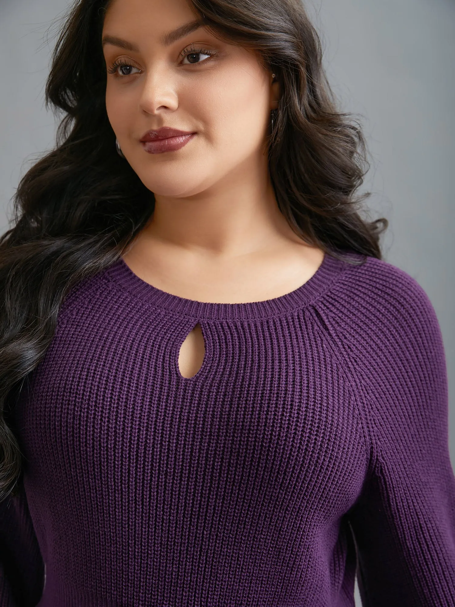 Plain Textured Keyhole Raglan Sleeve Pullover sold by Bloomchic product image thumbnail 5