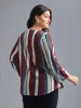 Vertical Striped V-Neck Tab Sleeve Blouse sold by Bloomchic