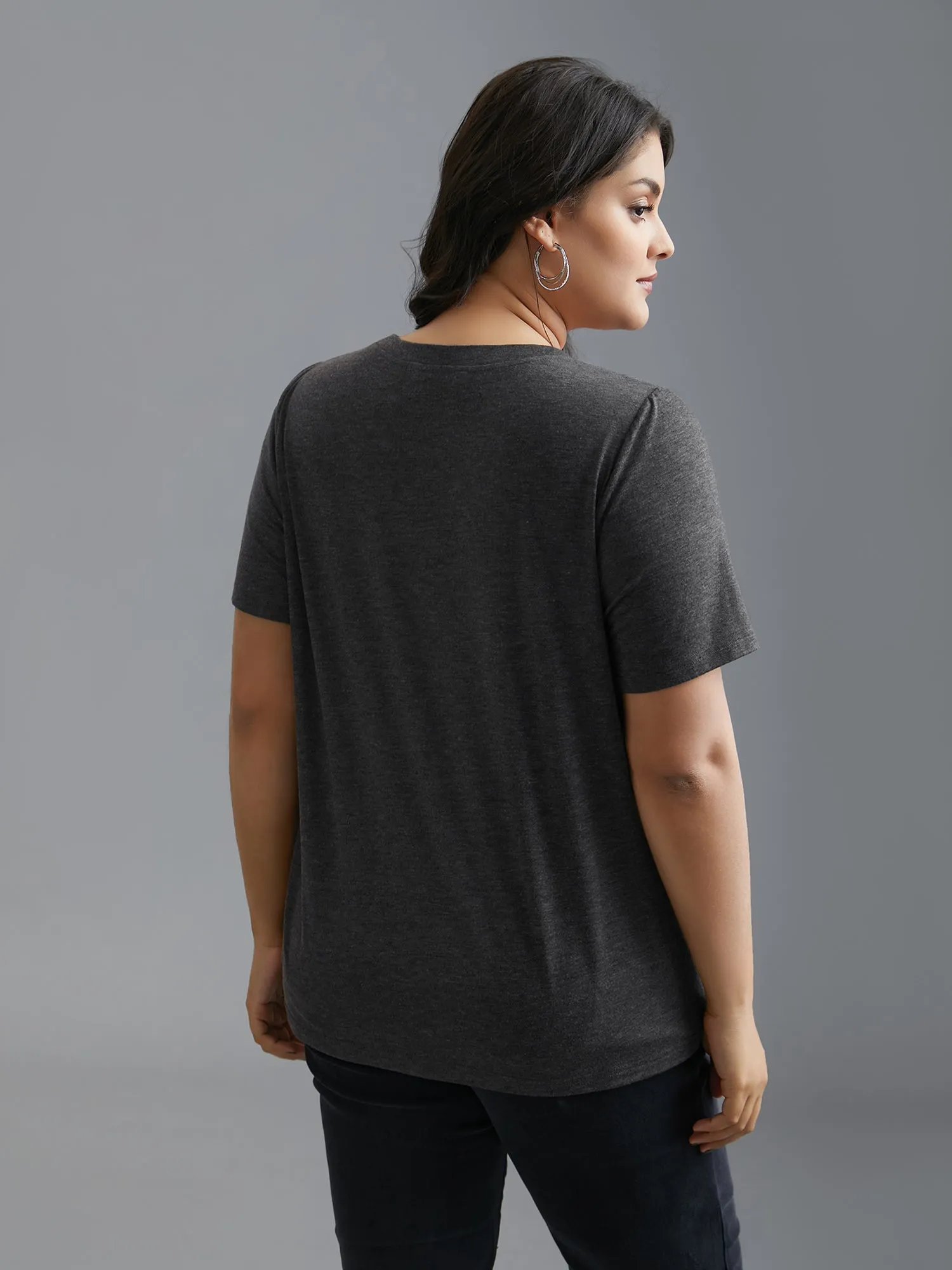 Floral Printed Round Neck Stretchy T-shirt sold by Bloomchic product image thumbnail 2