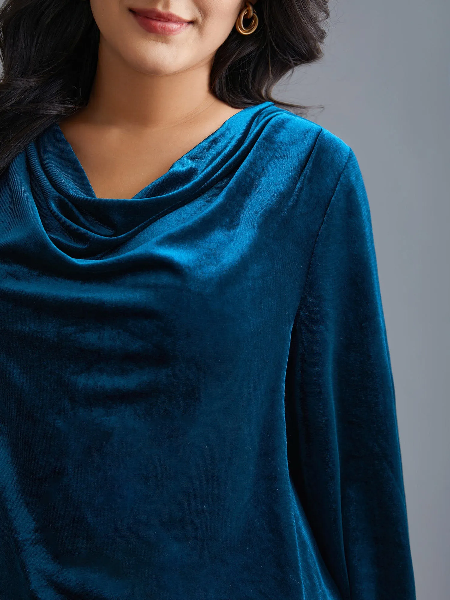 Cowl Neck Velvet Slim-Fit Top sold by Bloomchic product image thumbnail 3