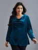 Cowl Neck Velvet Slim-Fit Top sold by Bloomchic