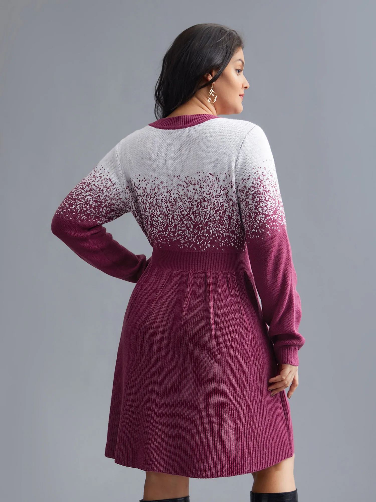 Contrast Textured Elastic Waist Sweater Dress sold by Bloomchic product image thumbnail 2