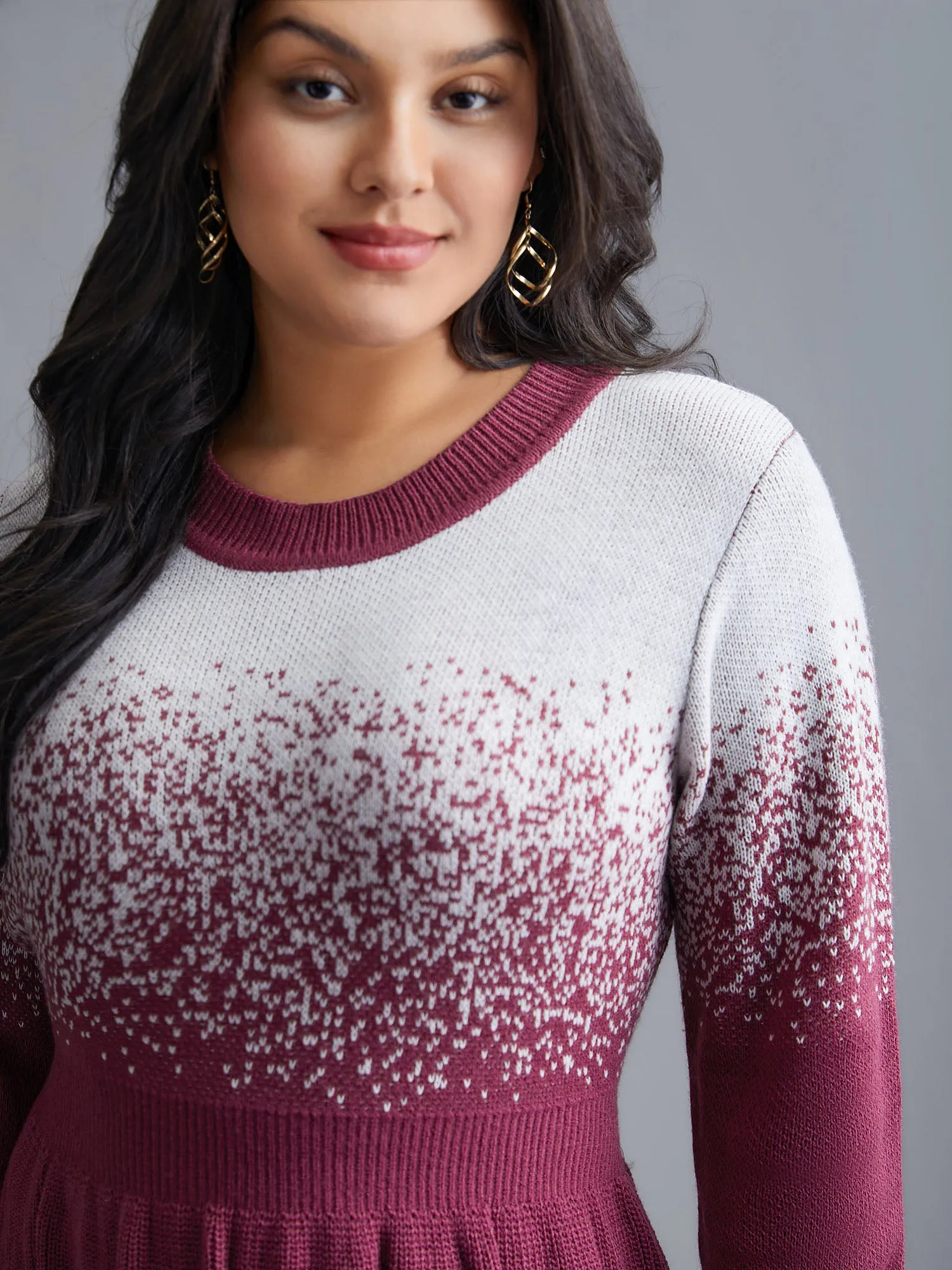 Contrast Textured Elastic Waist Sweater Dress sold by Bloomchic product image thumbnail 5