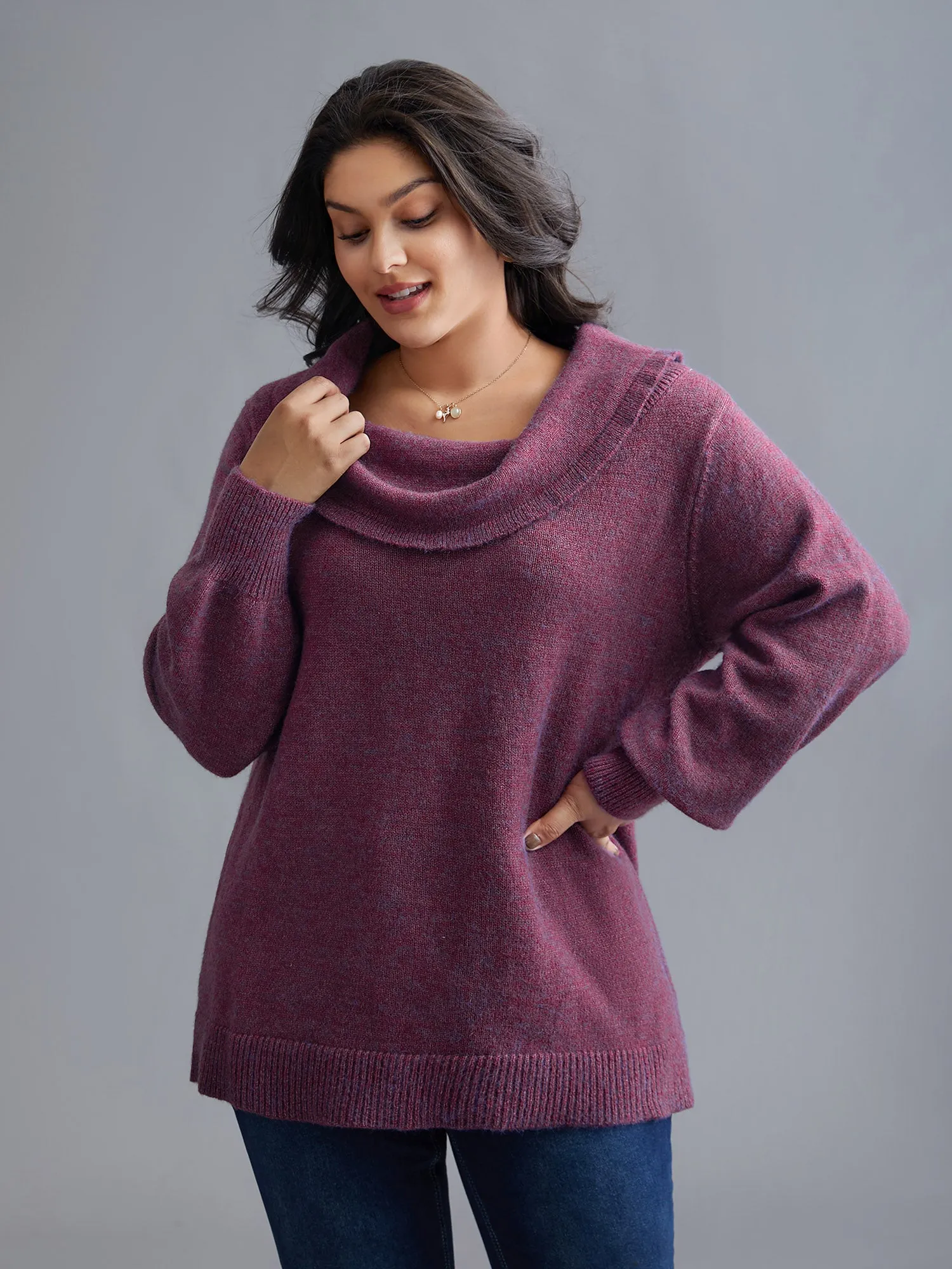 Off-Shoulder Textured Long Sleeve Pullover sold by Bloomchic product image thumbnail 2