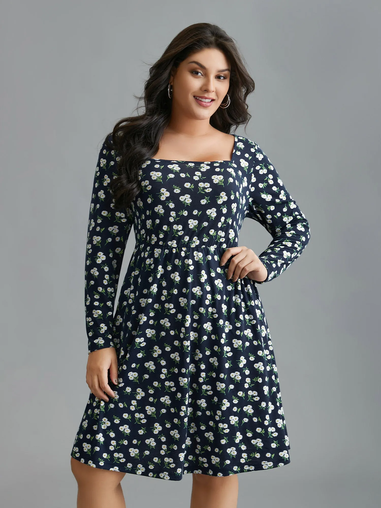 Ditsy Floral Square Neck Pocket Dress sold by Bloomchic