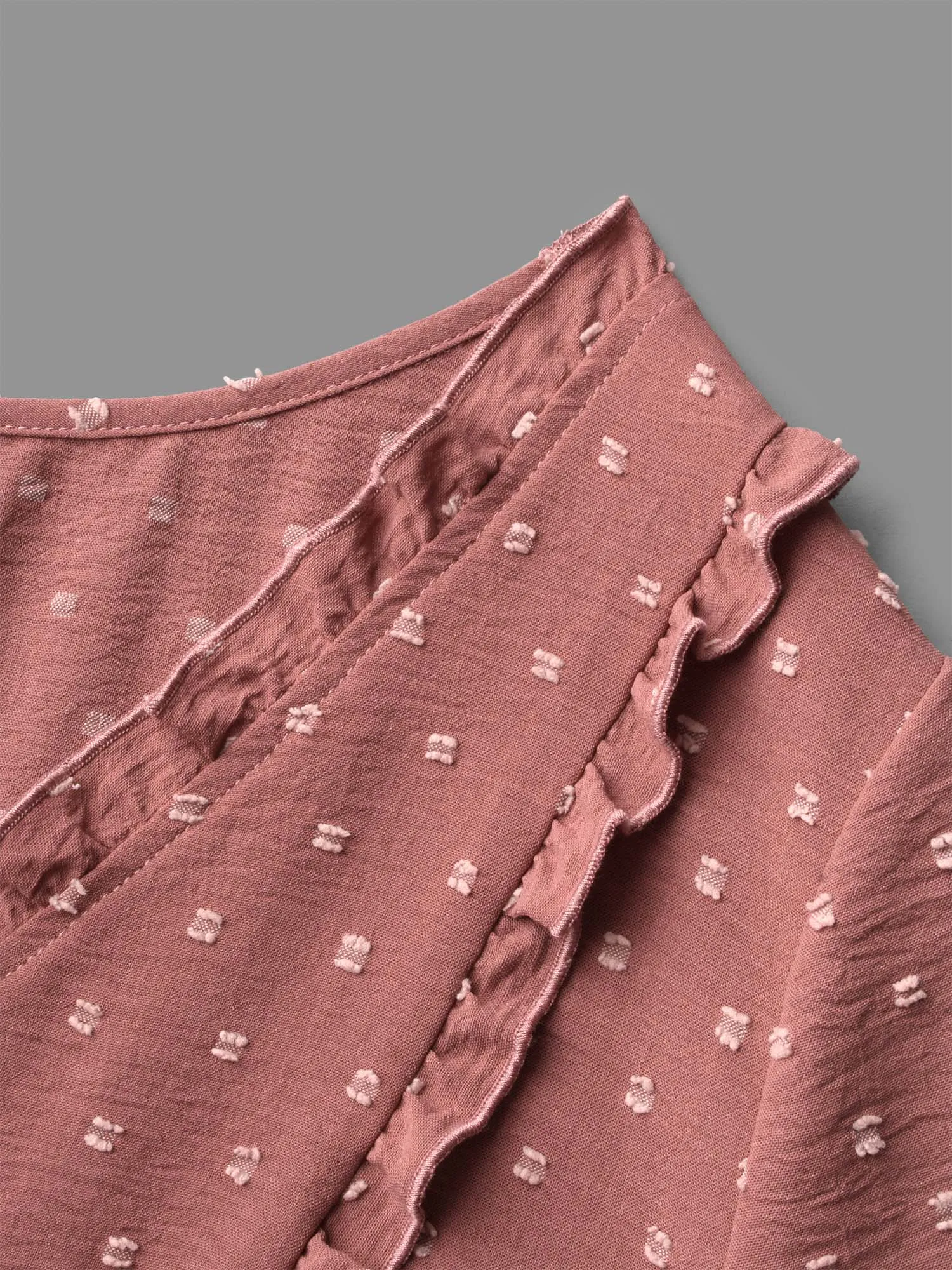 V Neck Ruffle Trim Elastic Cuffs Blouse sold by Bloomchic product image thumbnail 5