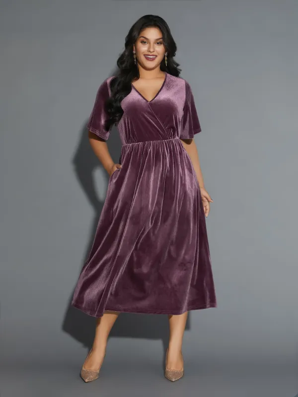 Surplice Neck Backless Ties Velvet Dress sold by Bloomchic