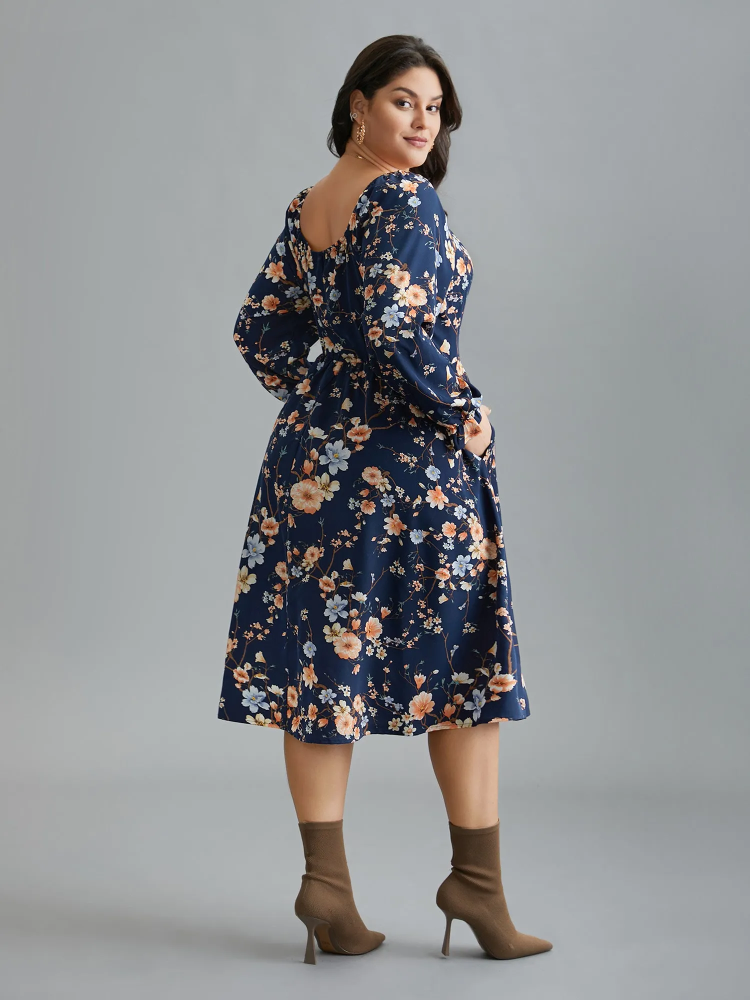 Floral Knot Neck Split Hem Dress sold by Bloomchic product image thumbnail 5