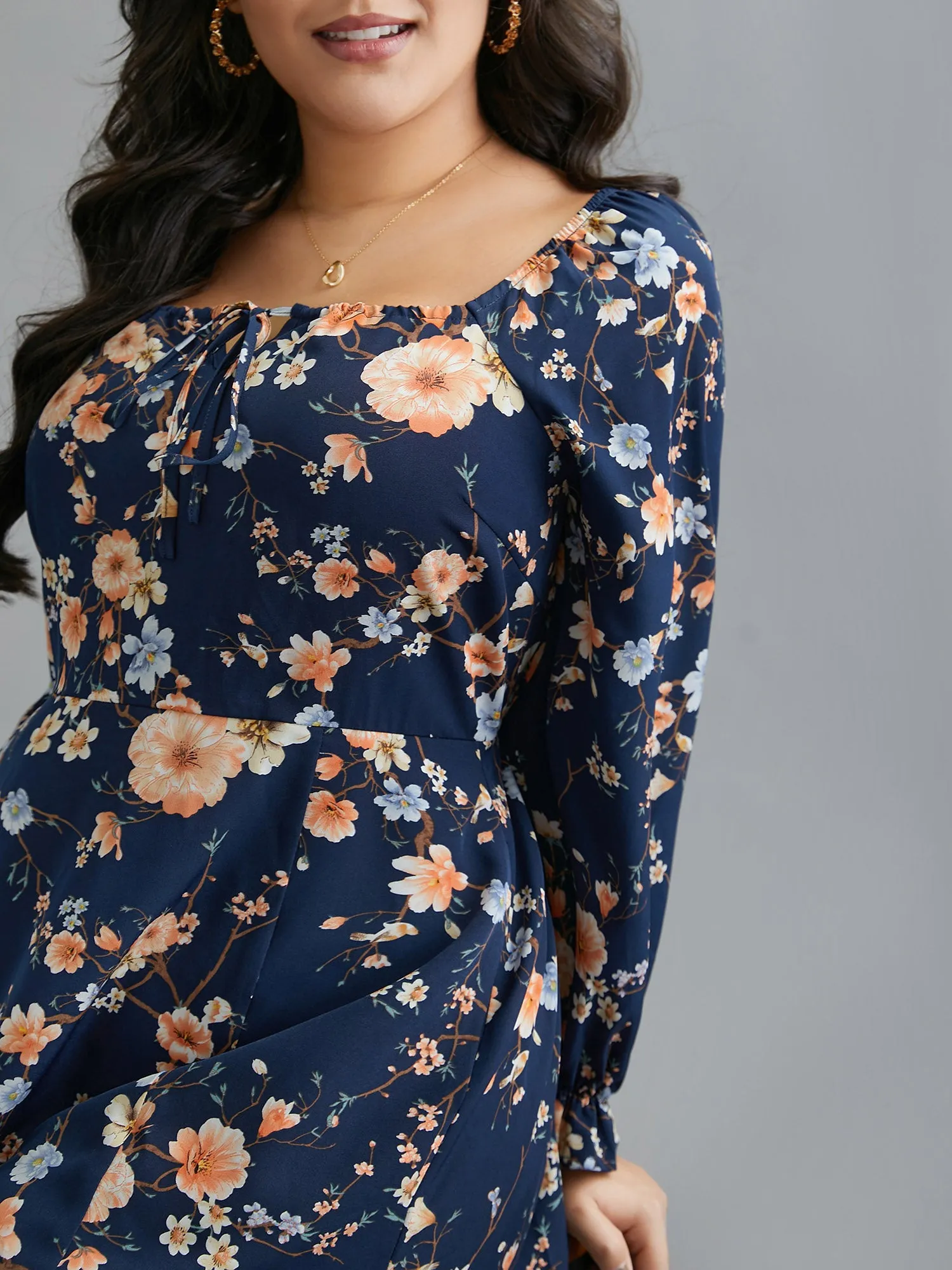 Floral Knot Neck Split Hem Dress sold by Bloomchic product image thumbnail 2