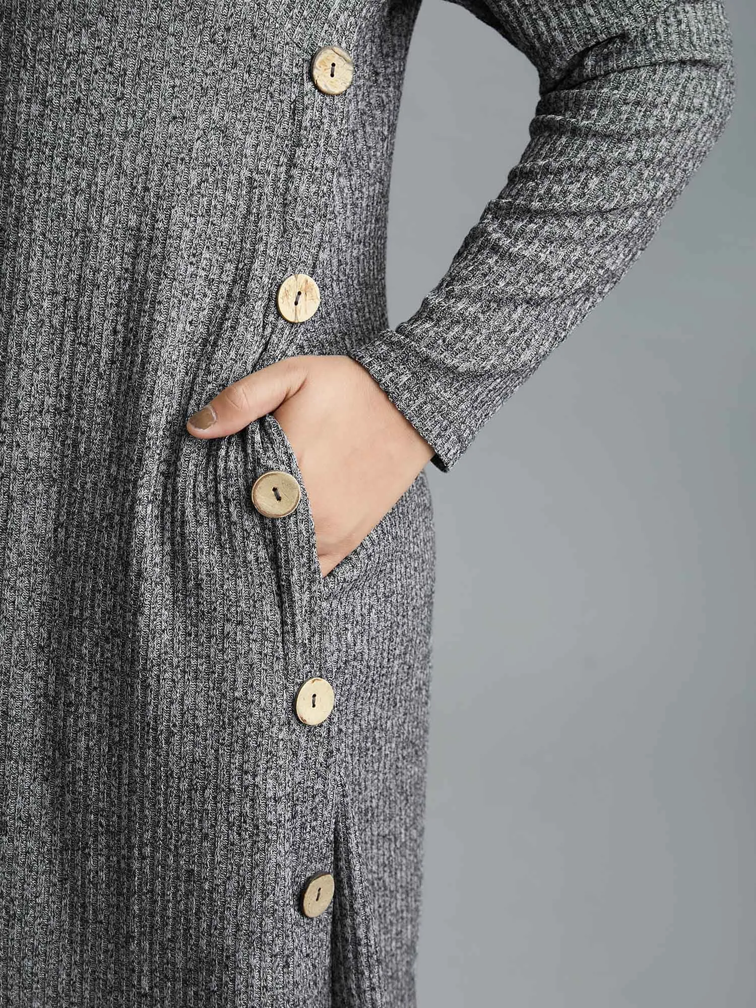 Crew Neck HeatherRibbed Knit Dress sold by Bloomchic product image thumbnail 2