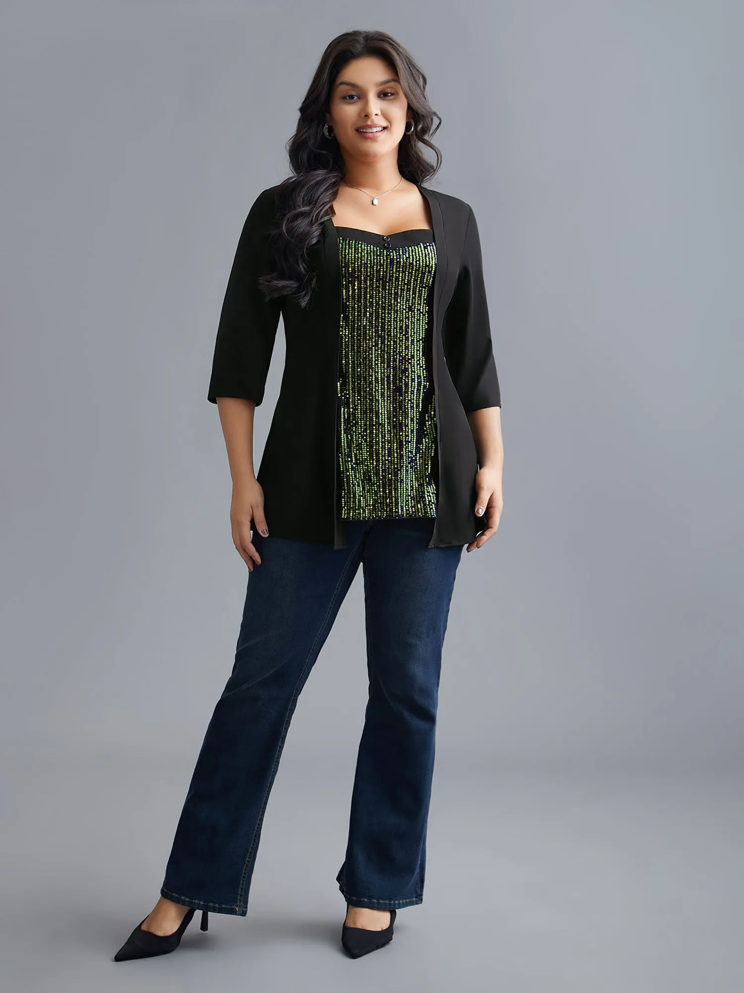 Heart Neckline Patchwork Button Detail Top sold by Bloomchic product image thumbnail 2