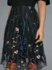 V Neck Mesh Embroidered Patch Dress sold by Bloomchic