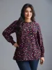 Hearts All Over Ruffled Neckline Blouse sold by Bloomchic