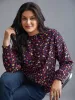 Hearts All Over Ruffled Neckline Blouse sold by Bloomchic