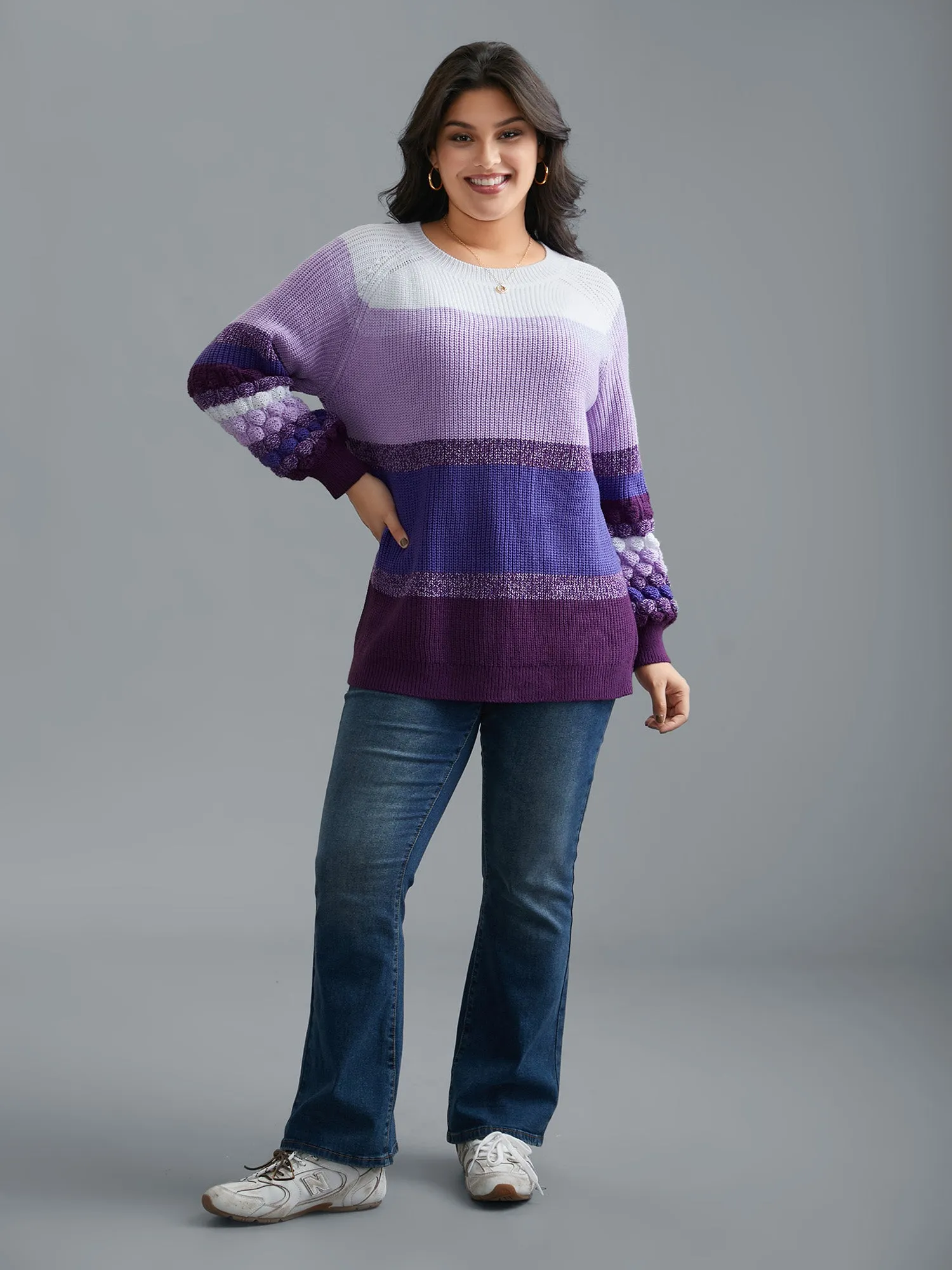 Color contrast Plisse Raglan Sleeve Pullover sold by Bloomchic product image thumbnail 3