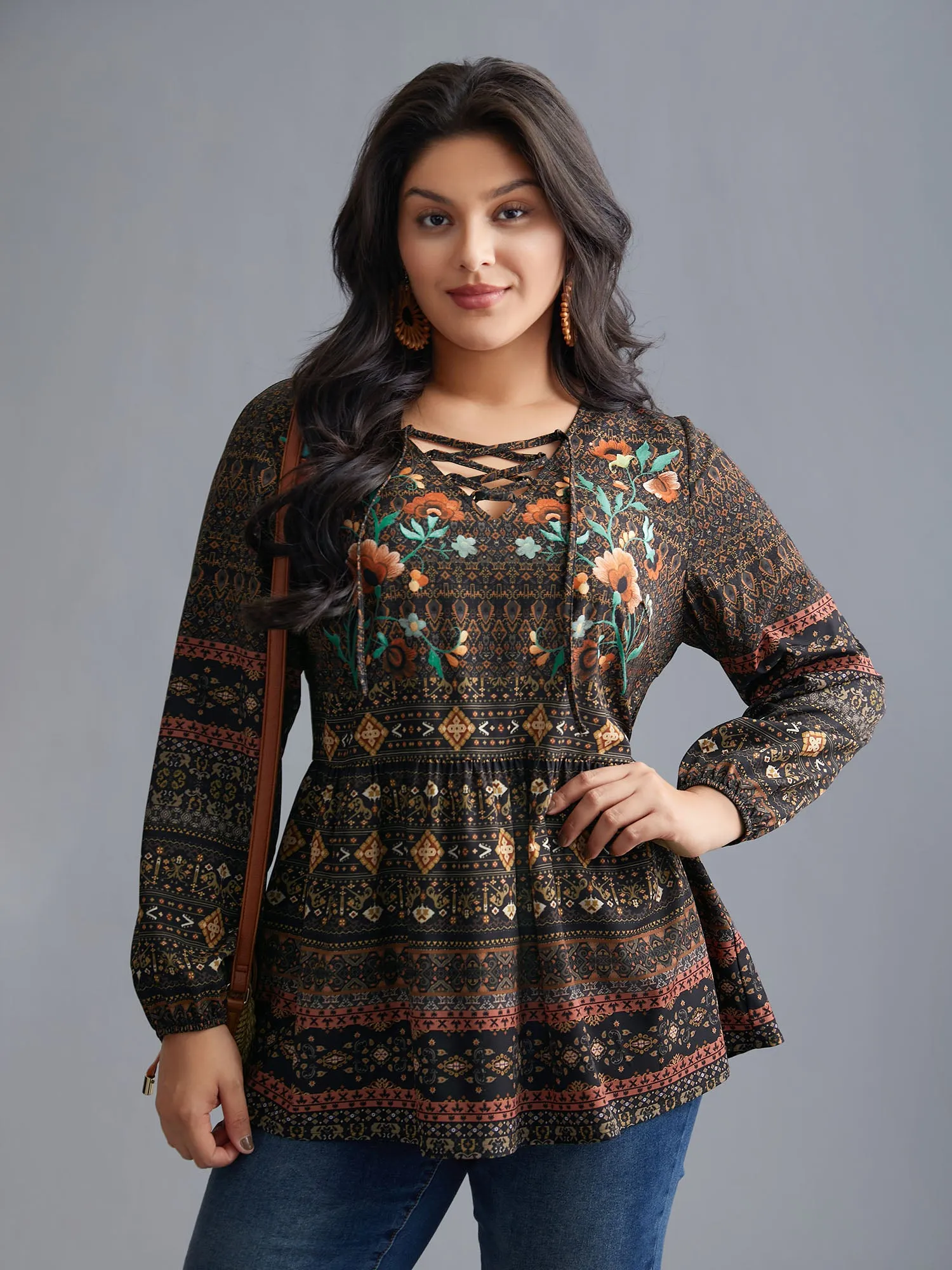 Floral Bandana Crisscross Blouse sold by Bloomchic