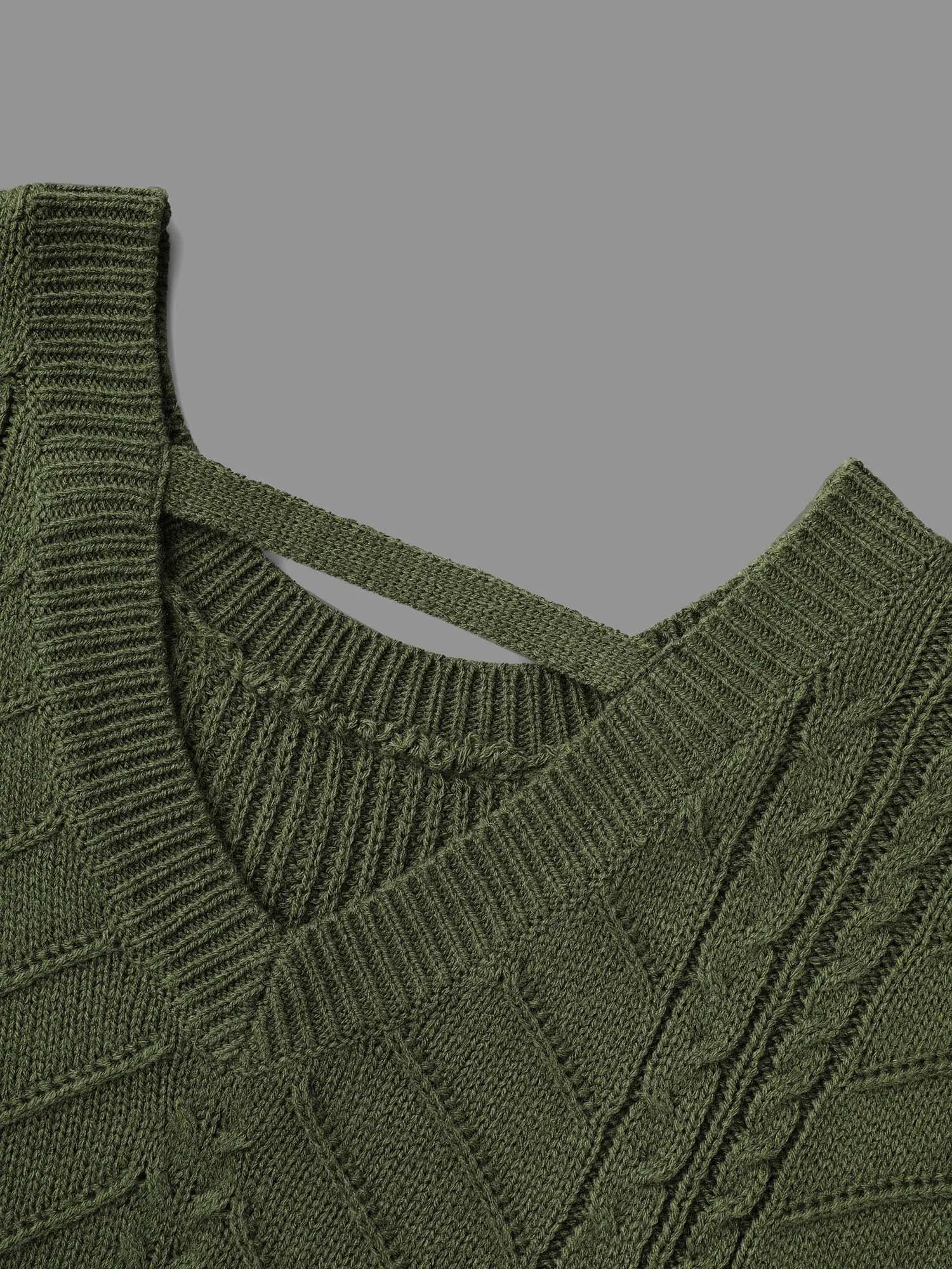 Plain Hollow Out Cable Knit Pullover sold by Bloomchic product image thumbnail 5