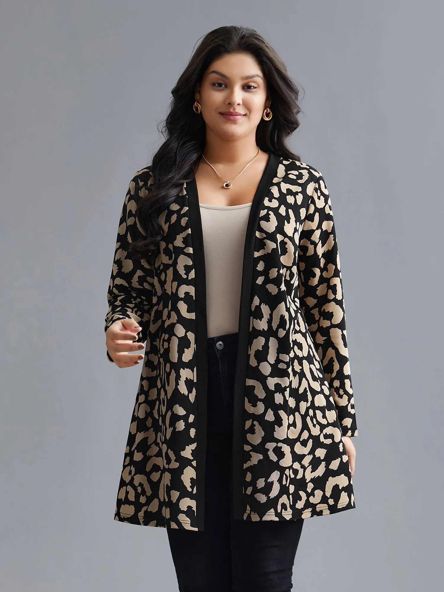 Leopard Print Color Contrast Kimono sold by Bloomchic product image thumbnail 3