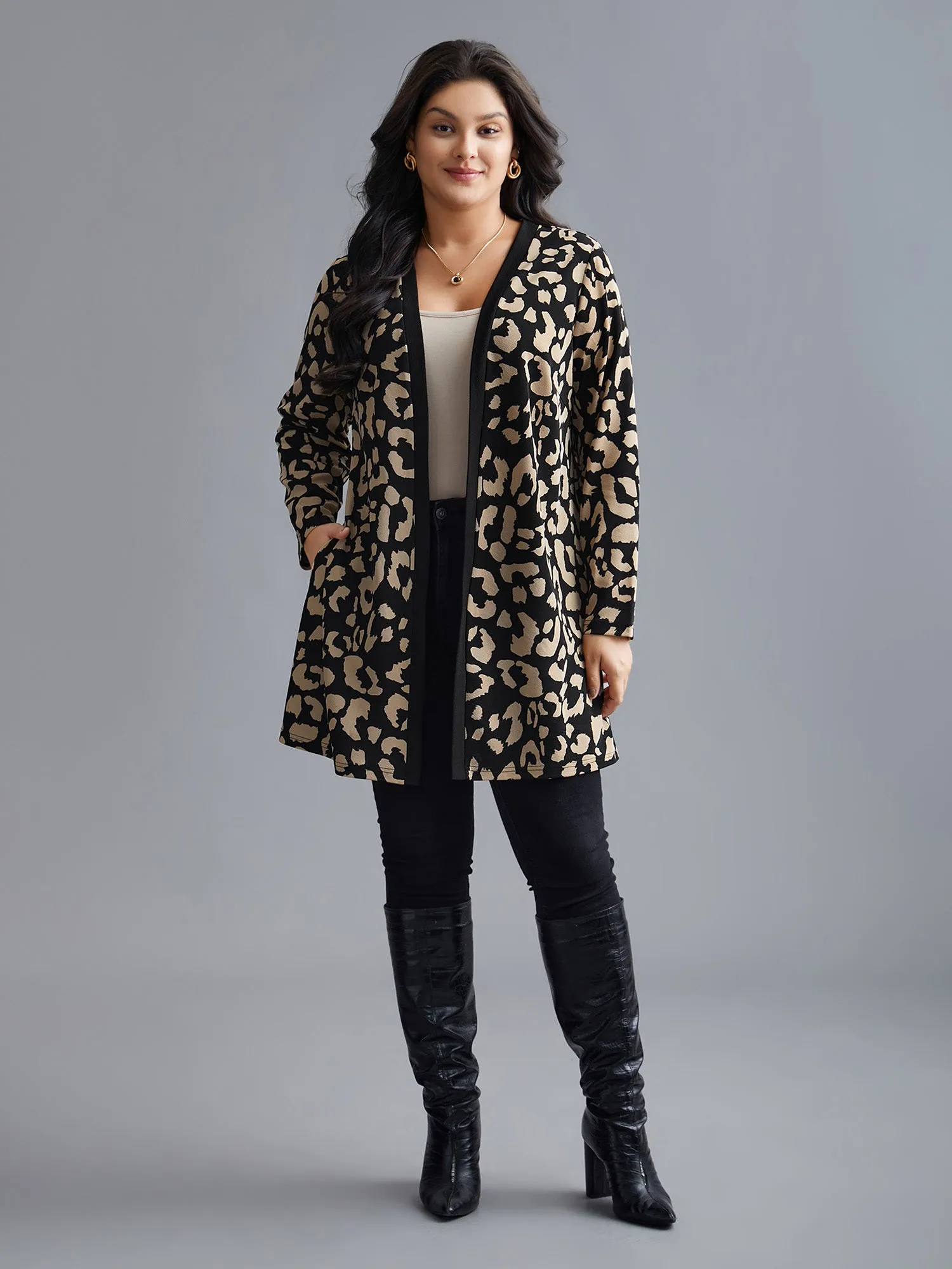 Leopard Print Color Contrast Kimono sold by Bloomchic product image thumbnail 2
