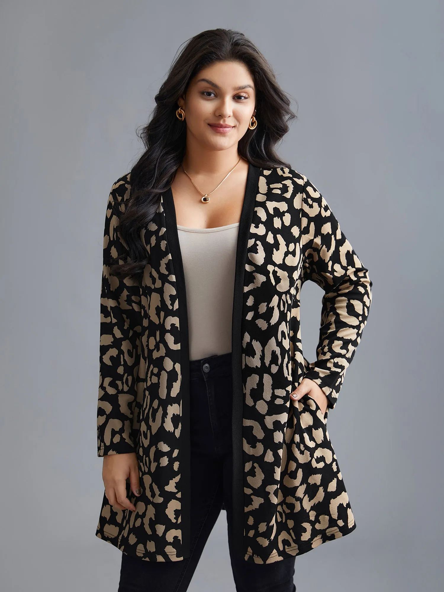 Leopard Print Color Contrast Kimono sold by Bloomchic product image thumbnail 4