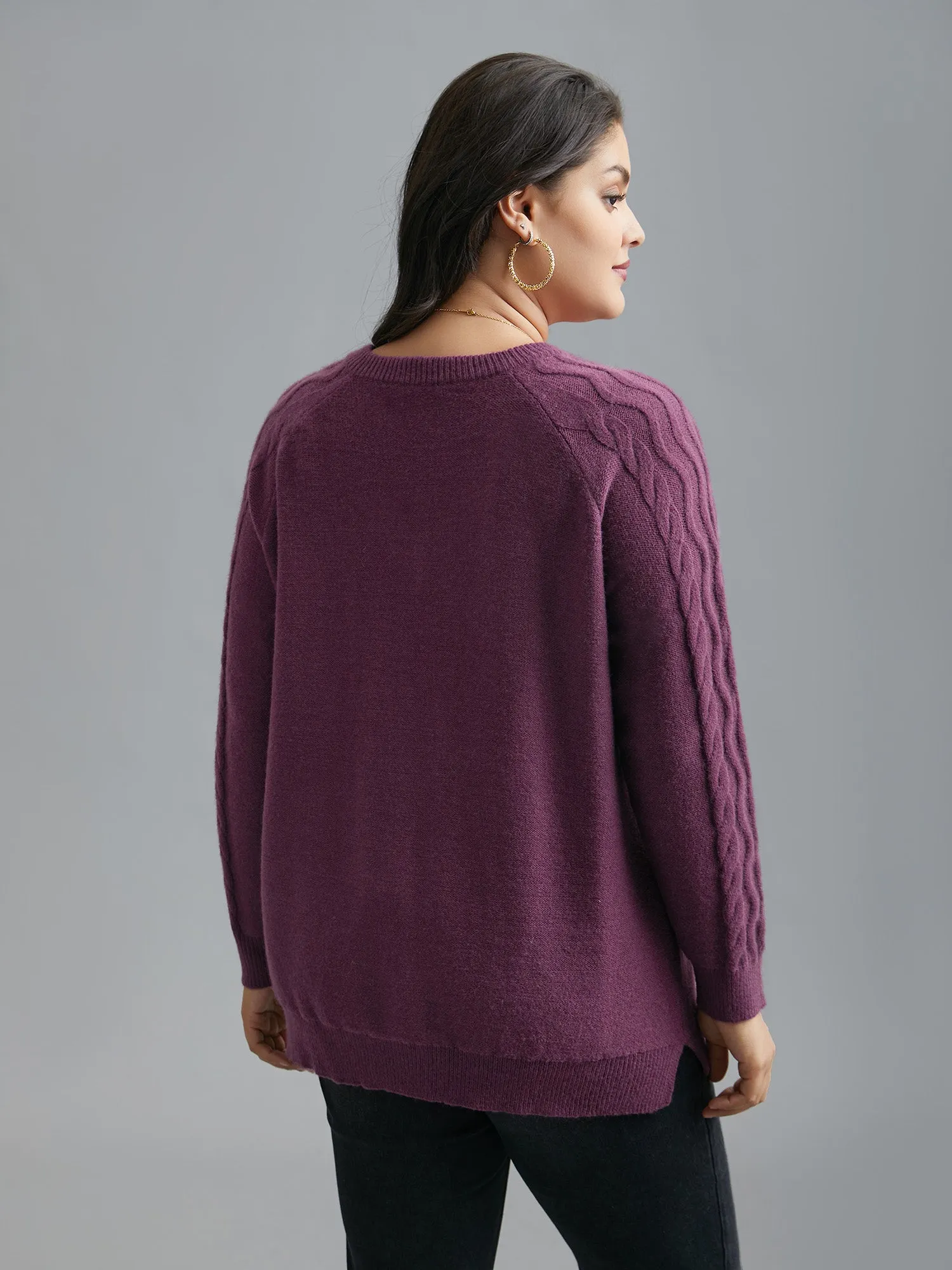 Plain V Neck Cable Knit Pullover sold by Bloomchic product image thumbnail 2