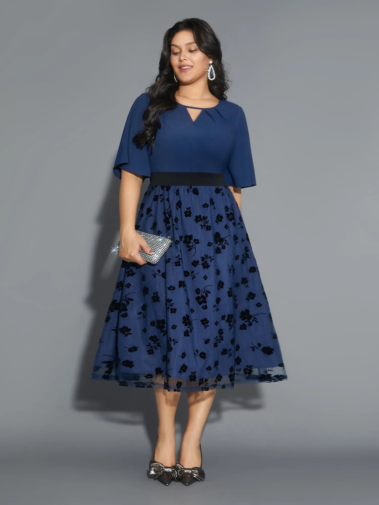 Floral Embroidered Mesh keyhole Dress sold by Bloomchic product image thumbnail 4