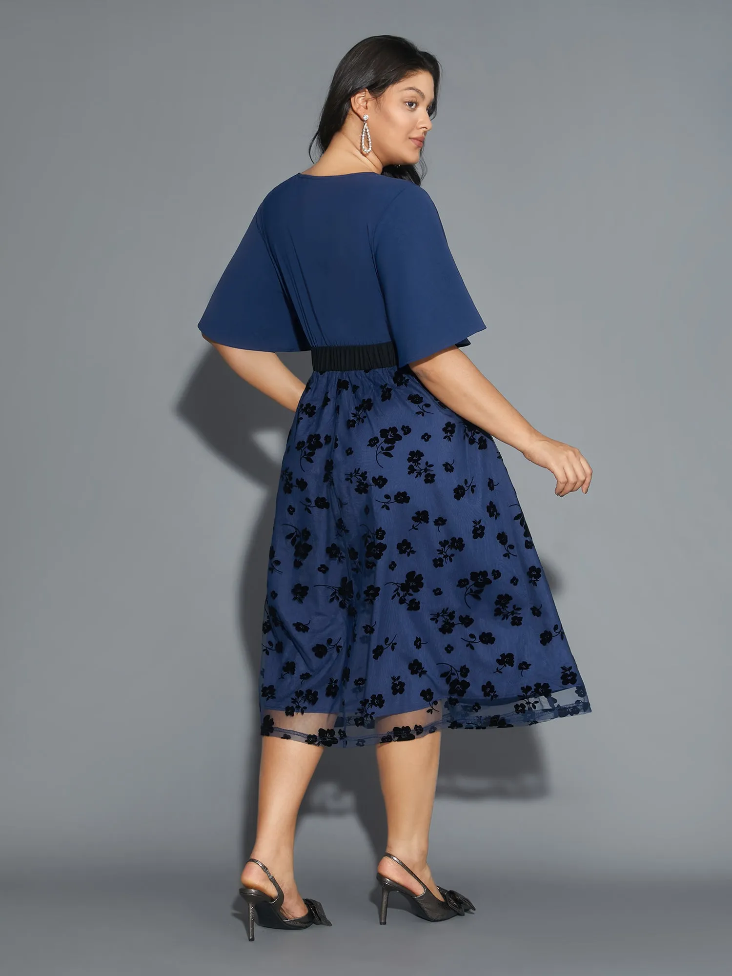 Floral Embroidered Mesh keyhole Dress sold by Bloomchic product image thumbnail 5