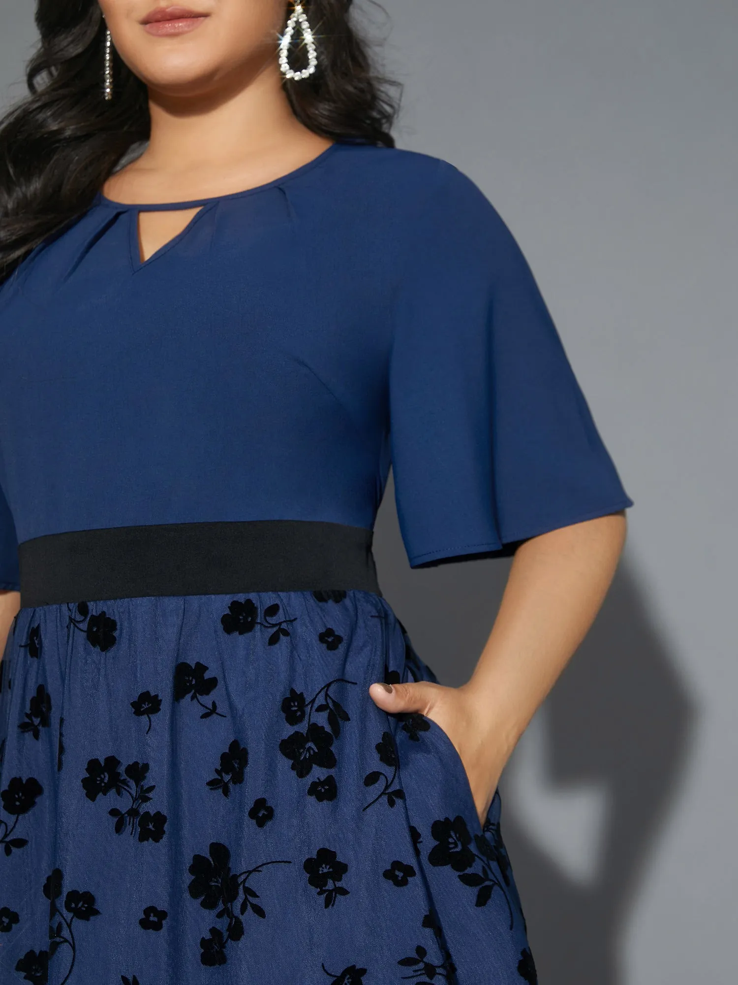 Floral Embroidered Mesh keyhole Dress sold by Bloomchic product image thumbnail 2