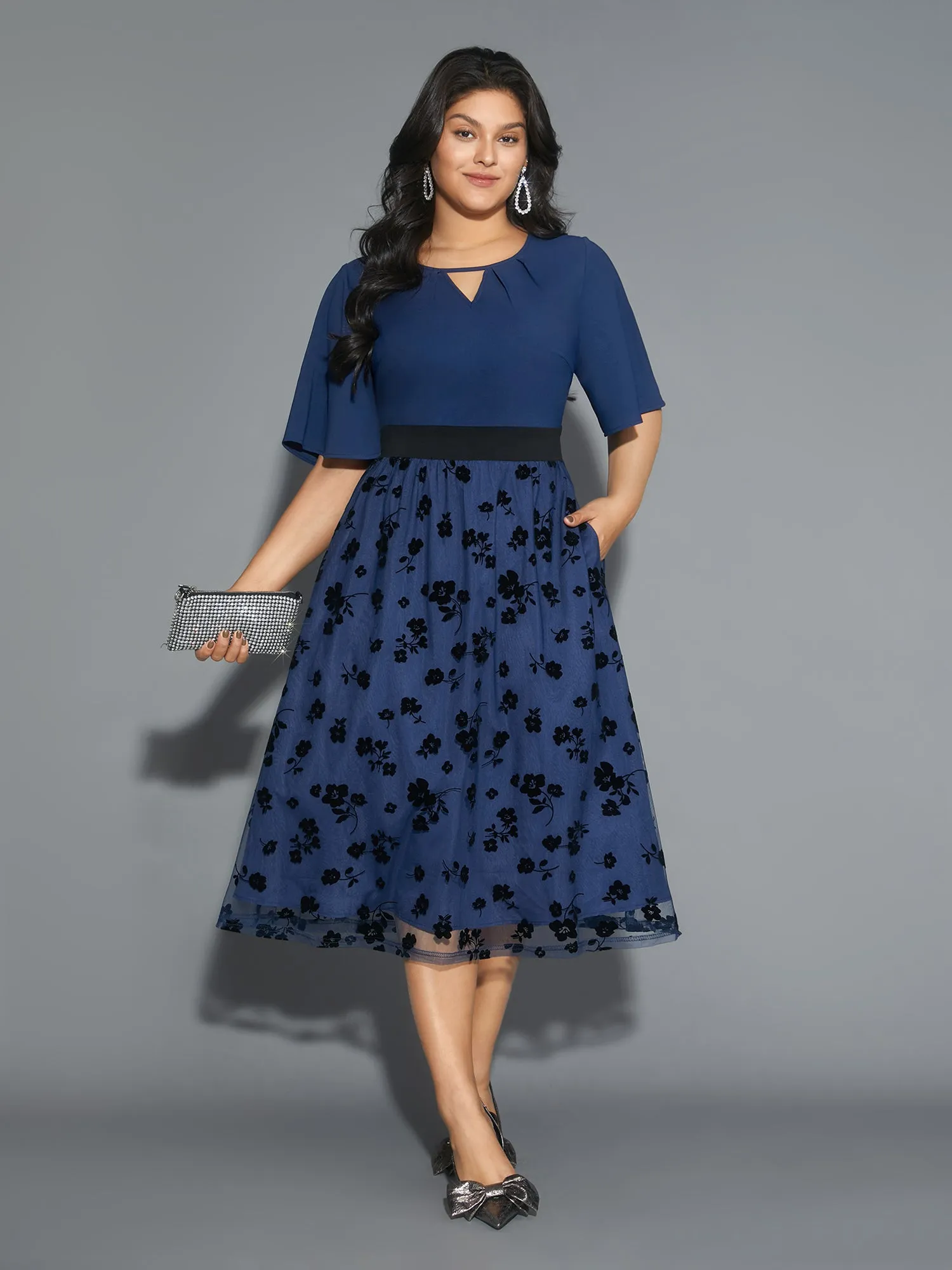 Floral Embroidered Mesh keyhole Dress sold by Bloomchic product image thumbnail 3