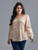 V Neck Ditsy Floral Contrast Webbing Blouse sold by Bloomchic