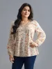 V Neck Ditsy Floral Contrast Webbing Blouse sold by Bloomchic