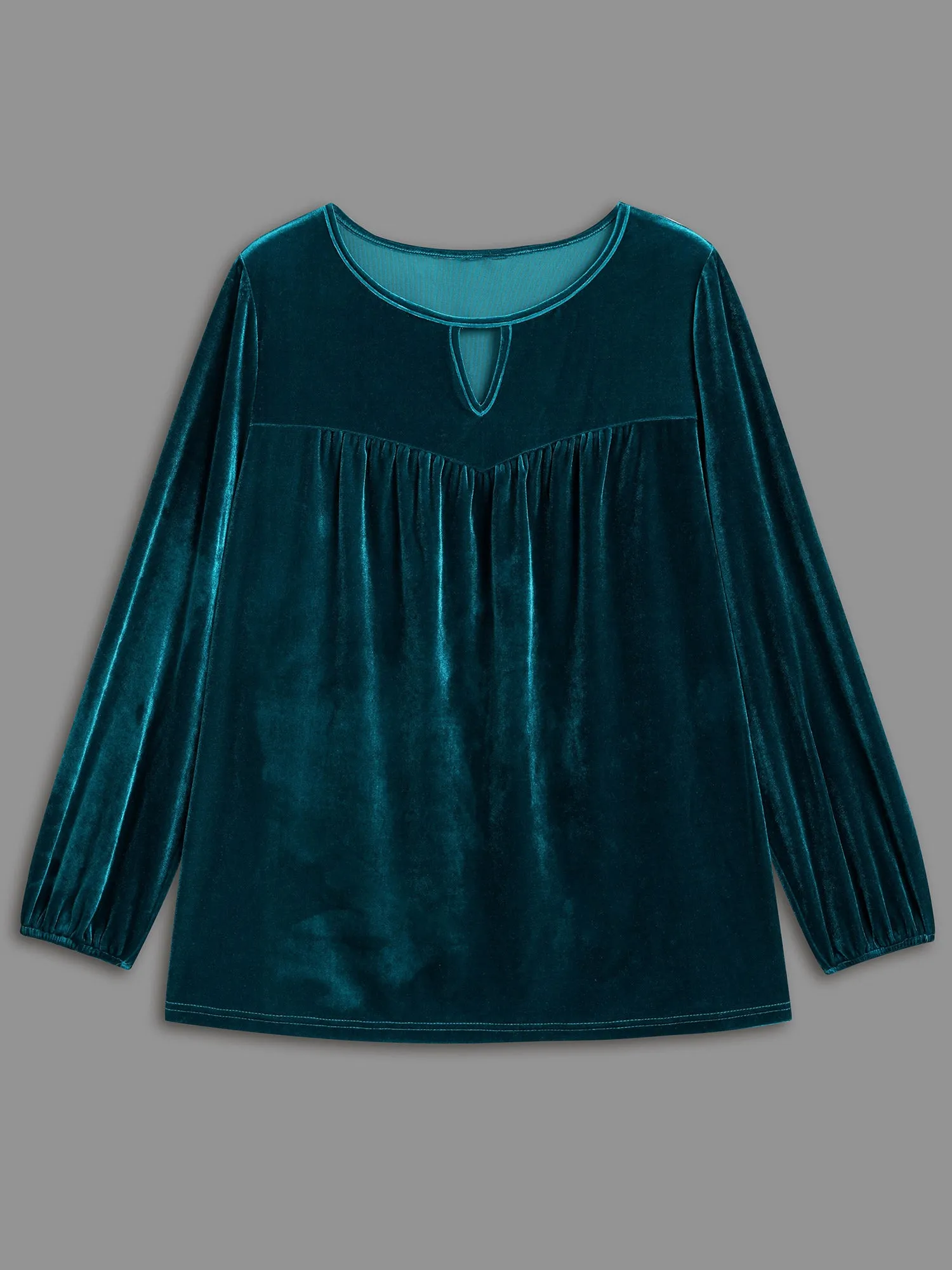 Plain Hollow Out Gathered Velvet Blouse sold by Bloomchic product image thumbnail 5