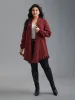 Kimono Collar Texture Knit Ruffle Hem Cardigan sold by Bloomchic