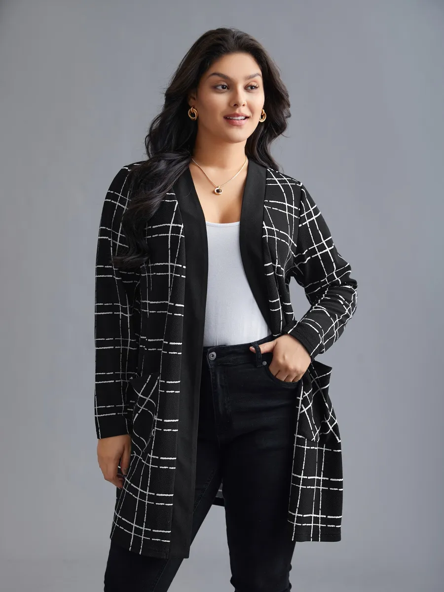 Plaid Open Front Patchwork Jacket sold by Bloomchic