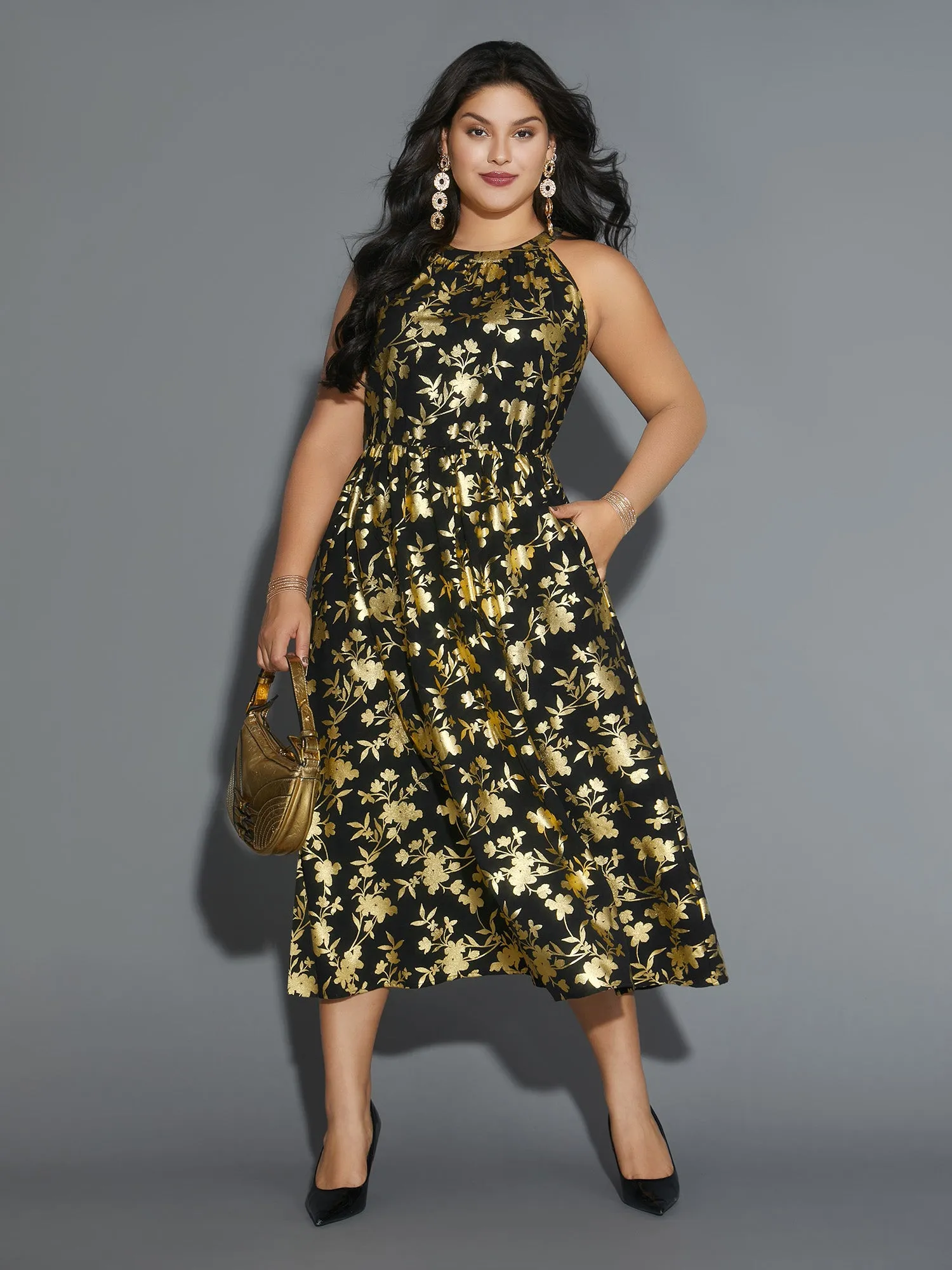 Glitter Silhouette Floral Print Sleeveless Dress sold by Bloomchic product image thumbnail 2