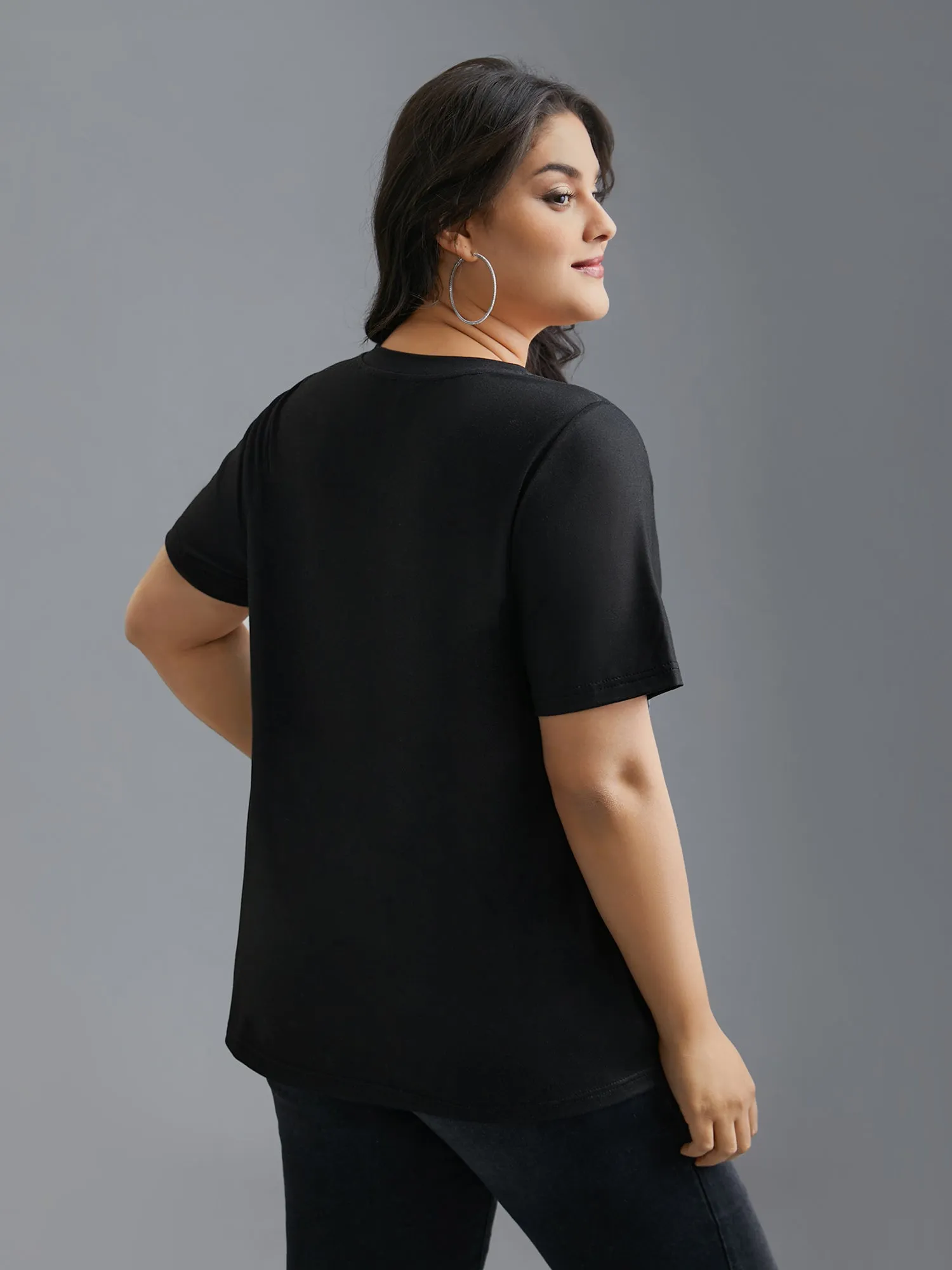 V-Neck Floral Print Fitted T-Shirt sold by Bloomchic product image thumbnail 5