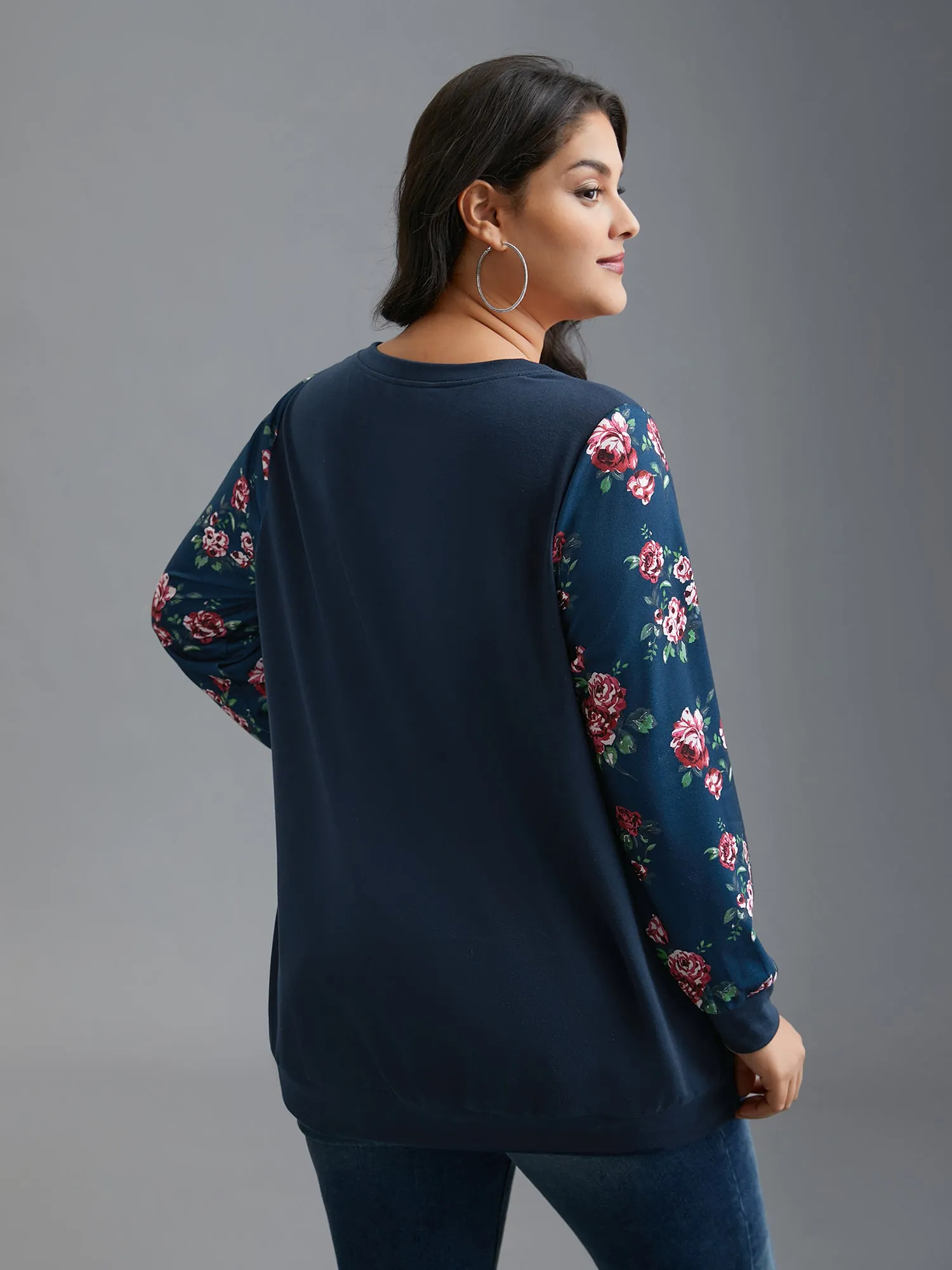 Ditsy Floral Patchwork Kangaroo Pocket Sweatshirt sold by Bloomchic product image thumbnail 5