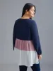 Color Contrast High Low Hem Patchwork Blouse sold by Bloomchic