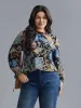 Stand Collar Paisley Shirred Blouse sold by Bloomchic