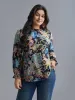 Stand Collar Paisley Shirred Blouse sold by Bloomchic