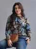 Stand Collar Paisley Shirred Blouse sold by Bloomchic