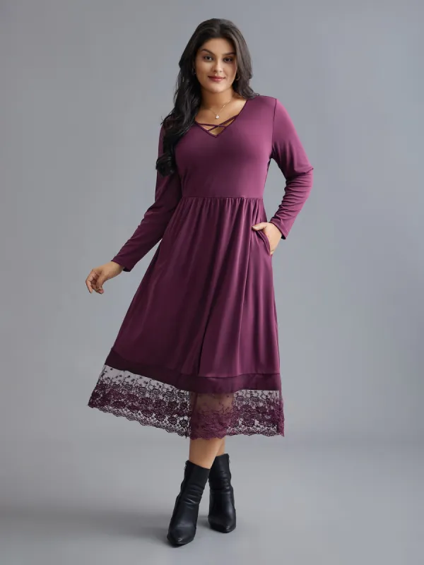 Floral Embroidered Mesh Crisscross Dress sold by Bloomchic