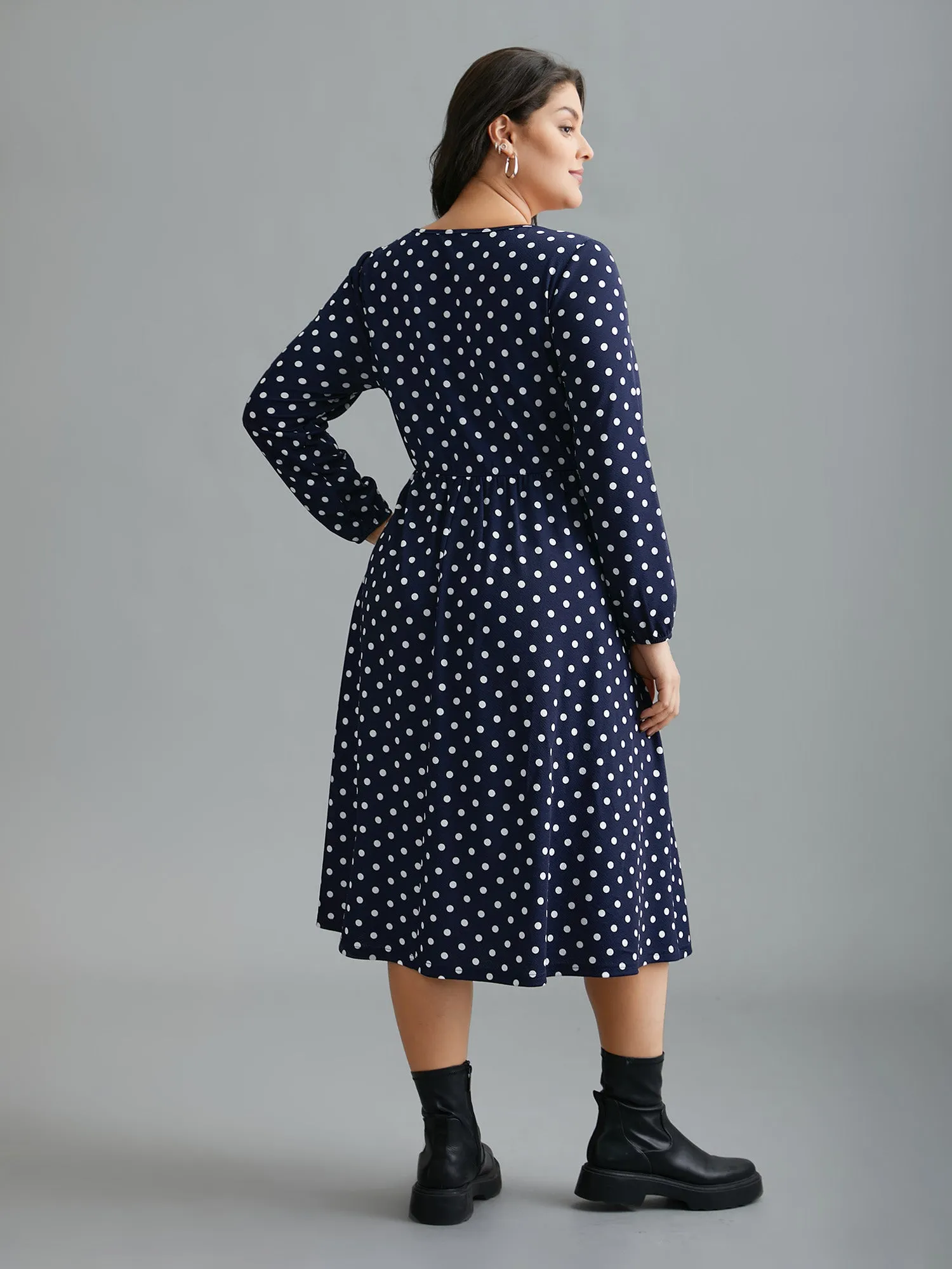 V Neck Polka Dot Midi Dress sold by Bloomchic product image thumbnail 5